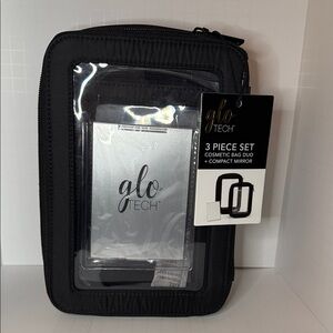 GLO Tech Black Cosmetic Bag Set with Mirror
